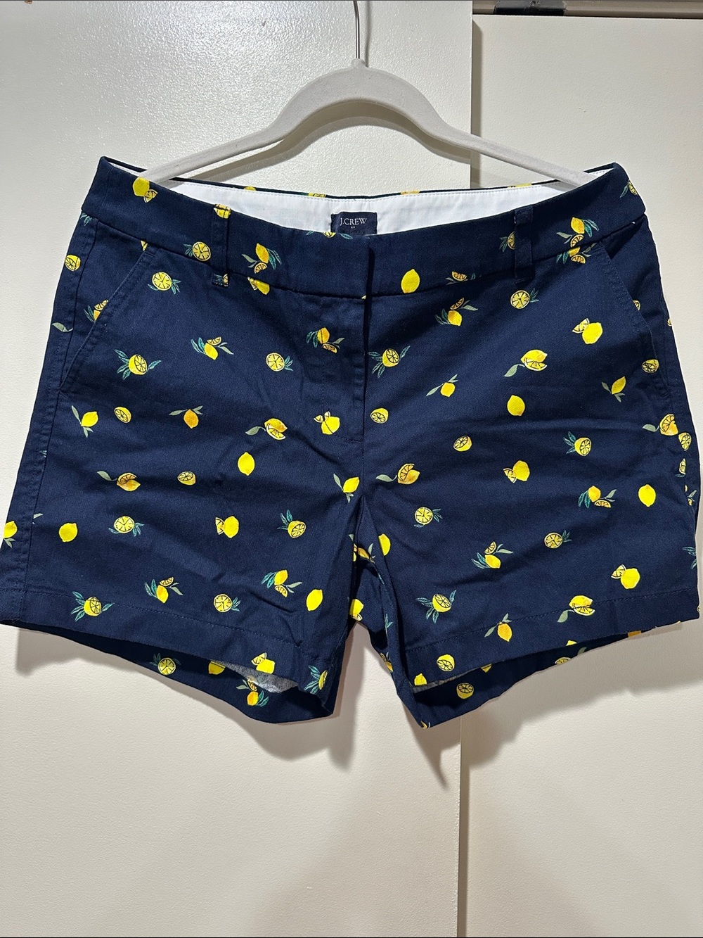 J. Crew Women's Navy Lemon Print Chino 5 inch Shorts size 8